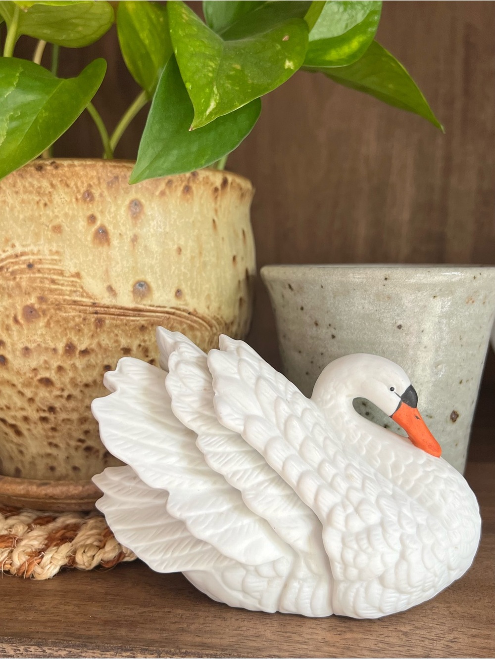 Vintage Royal Heritage Bisque Porcelain Swan Figurine
